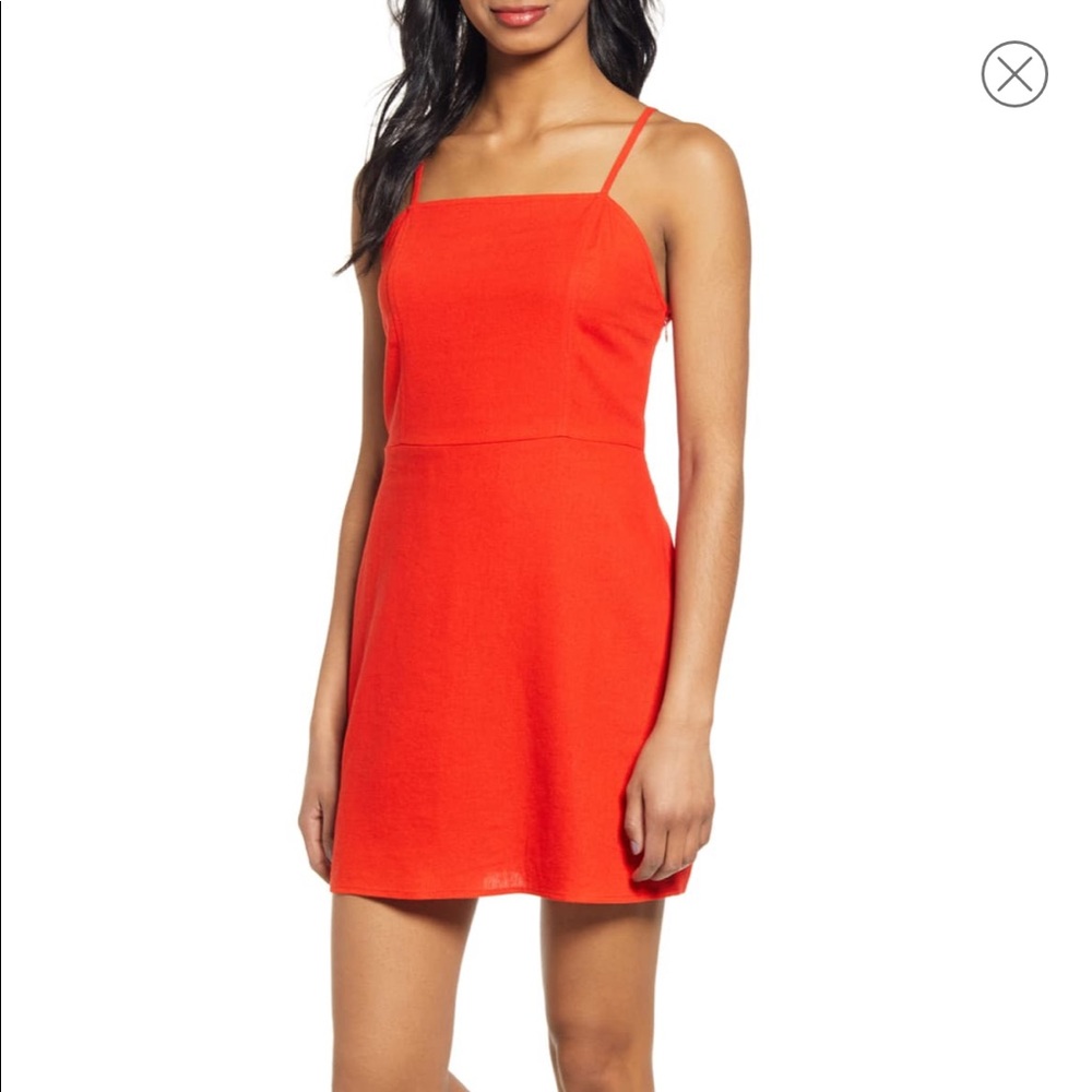 NWT Nordstrom BP Linen Minidress in Orange